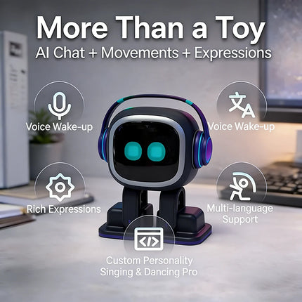 New EMO AI Robot Interactive Desktop Companion with Charging Skateboard Multilingual Smart Chat Dancing Features Children gift