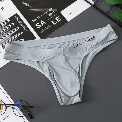 Men Briefs Soft Ice Silk Lingerie 3d Crotch Bikini Panties Low Waist Underwear Thin Seamless Translucent High Elastic Tanga Slip