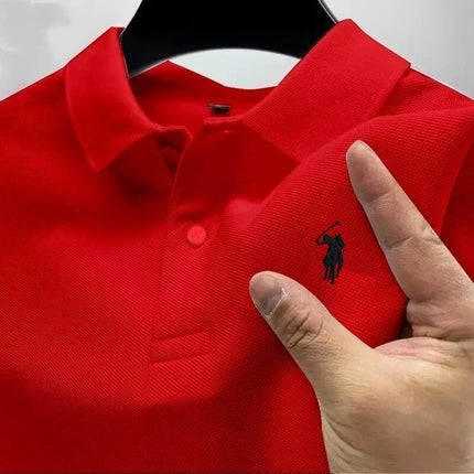 New Men's High-Quality Embroidered Logo Short-Sleeved Polo Shirt, Summer Fashion, Casual, Comfortable, Breathable T-Shirt Top