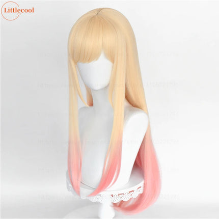 High Quality Anime Marin Kitagawa Cosplay Wig 80cm Long Straight Pink Dyeing Ombre Heat Resistant Synthetic Hair Wigs + Wig Cap