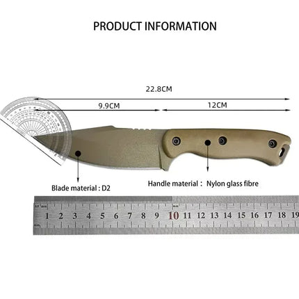 BK18 D2 Blade Nylon Fibreglass Handle Fixed Blade Knife High Hardness Outdoor Straight Portable Multi-purpose Camping Knives