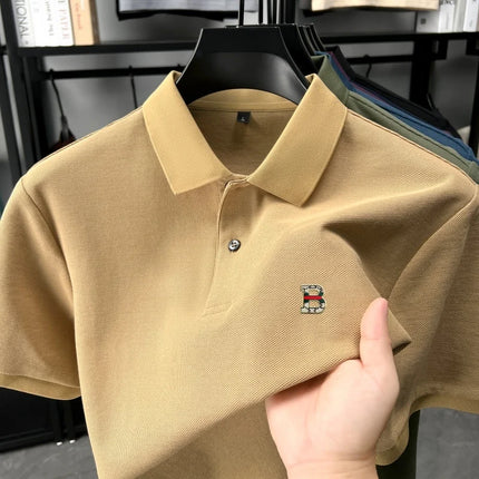 High-end brand 100% cotton short sleeve polo shirt men's summer new soft breathable lapel T-shirt fashion letter embossed top