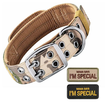 Heavy Duty Double Buckle Design Tactical Dog Collar - Military-Grade Dog Collar with Handle for Medium and Large Dogs