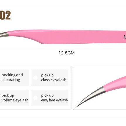 Natuhana Rose red Tweezers Stainless Steel  Tweezers High Precision Anti-static Tweezers for Eyelash Extensions Makeup