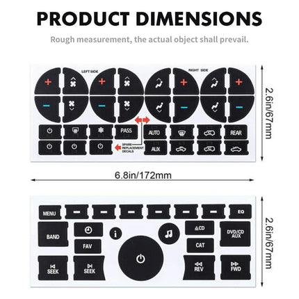 Car AC Dash Button Repair Kit Sticker Dash Board Decal for Buick Enclave Chevy Avalanche Silverado Tahoe GMC Acadia Sierra Yukon