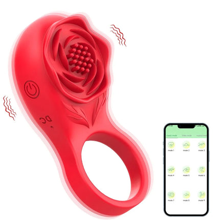 Men Rose Vibrating Cock Ring Penis Ring Ejaculation Delay Vibrator Clitoral Stimulator Penis Cockring Sex Toys for Couple