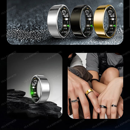 R09 Smart Ring Men Women with Charging Case,Heart Rate Blood Oxygen,Skin Temperature Monitor,5ATM Waterproof For Android iOS New
