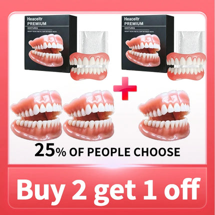 Custom Fit Dentures – boil to shape install easily at home Works for all arch size reliable for daily meal drink confident smile