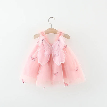 Summer Baby Girls' Princess Party Birthday Dress Sweet Children Clothing Butterfly Wings Fairy Strap Embroidered Mesh 0-3 Y Kid