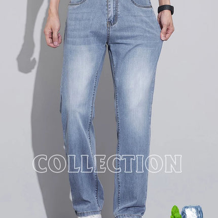 26 New Lyocell Slim Straight Leg Jeans Spring Summer Men's Pants High-quality Classic Cool Breathable