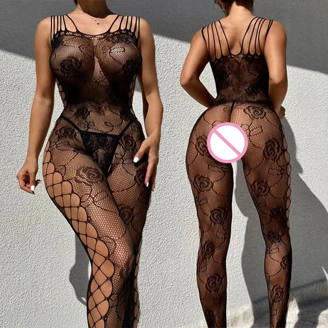 Porn Fantasy Open Crotch Body Stocking Set 18 Erotic Fishnet Toys Lace Lingerie For Sex Women Adult Desire Tights High Stretch