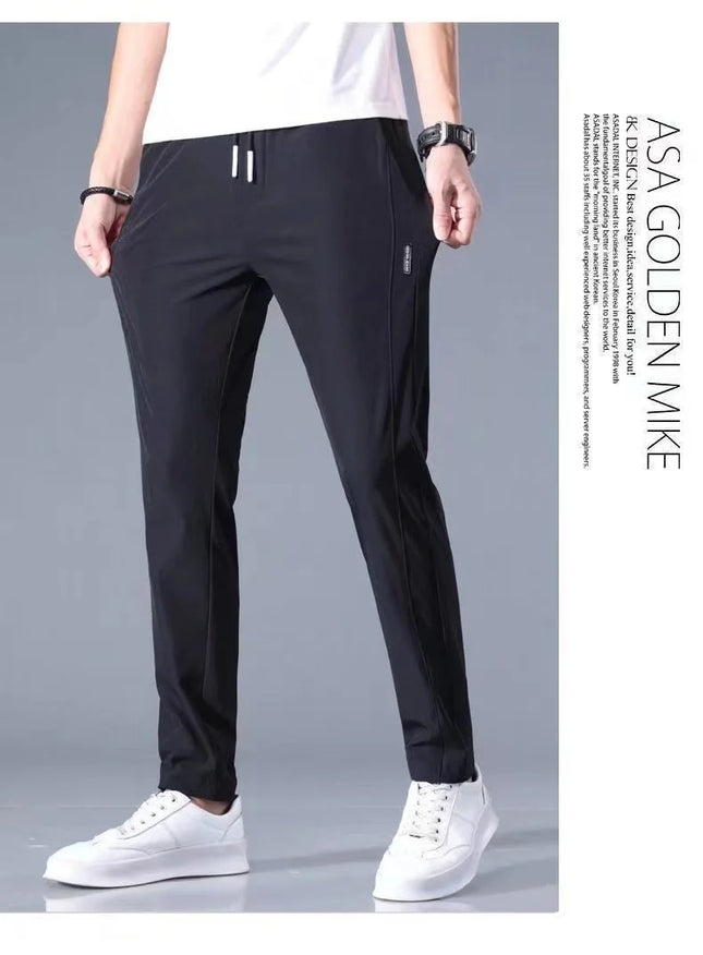 Men's Quick Dry Straight Leg Sports Pants Elastic Waist Drawstring Lightweight Casual Running Trousers