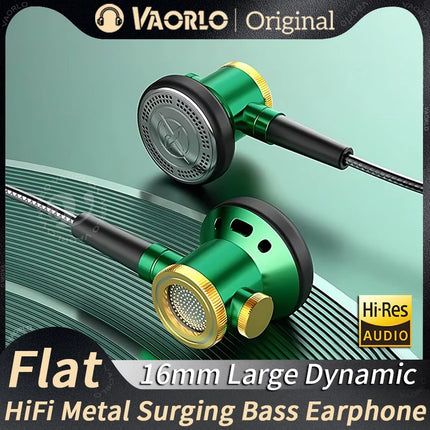 D08 Metal HiFi 3.5mm/Type-C In Ear Headphones Flat Head Earphone With Mic Wired Clear Sound Bass Headsets For Sports Music Gamer