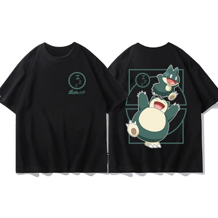2026 Summer Pokemon Charizard Evolution Double Sided Print T-Shirt 100% Cotton Oversized Couple & Family Tee for Travel & Sports