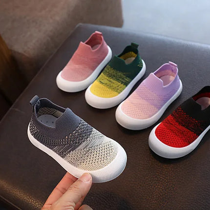 Size 20-31 Children Shoes Spring Autumn Kids Sneakers Soft Breathable Mesh Boys Slip-on Shoes Patchwork Color Girls Shoes