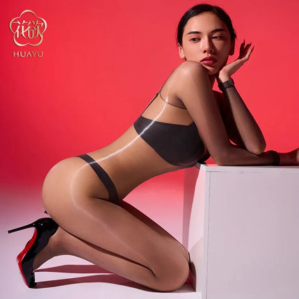Oil Shiny Pantyhose Bodysuits Women Sexy 1D Ultra Thin Stockings Jumpsuits Erotic Lingerie Bodystockings Lady Glossy Catsuits