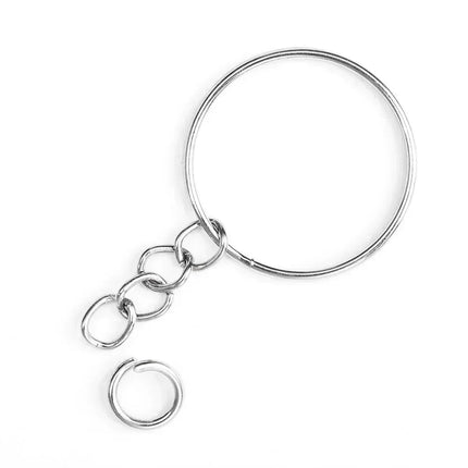 50-1000pcs Metal Blank Keyring Keychain Split Rings Keyfob Keyring Lobster Clasp Keychain Key Pendant Ring Stainless Steel Rings