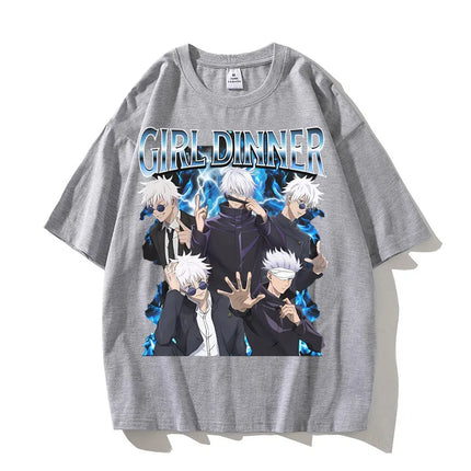 Satoru Gojo Jujutsu Kaisen T-Shirt Vintage Streetwear Japanese Anime Short Sleeve Men Clothing High Quality Cotton T Shirt
