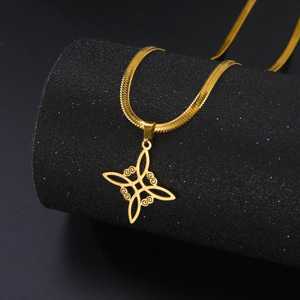 Lucktune Witch Knot Pendant Necklace Stainless Steel Snake Chain Necklace For Women Vintage Lucky Wicca Jewelry Party Gifts Sale