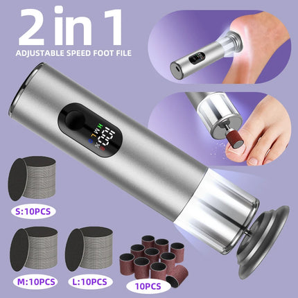 High Quality Electric Foot Callus Remover, Auxiliary Lighting, Unisex, with 30pcs Sandpaper Discs, electric Callus Remover Tool