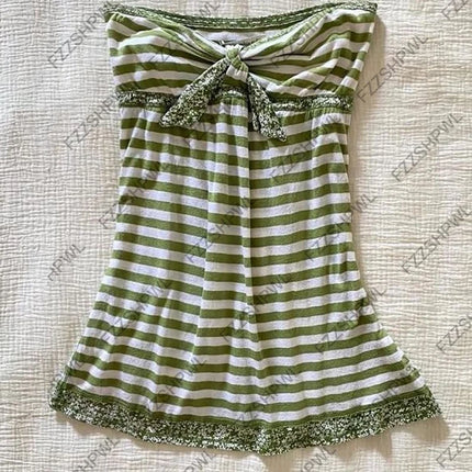 Y2k Tank Top Harajuku Stripe Print Punk Streetwear Vest Vintage Crop top Rock Goth Spicy Girls Fashion leeveless Sweet style Top