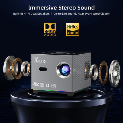 XNANO X3 Native 720P Projector Electric Focus Auto Keystone Voice Control Android 11 Dual WiFi Home Cinema Beamer Support 4K