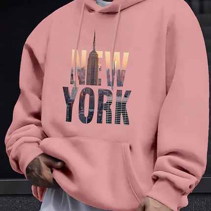 European and American men's new autumn New York letter print micro elastic comfortable hooded sweatshirt outdoor casual top