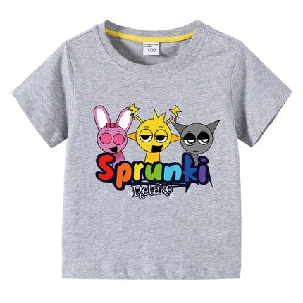 Cartoon Sprunki T Shirt Kids Incredibox Cotton T-shirts Toddler Girls Short Sleeve Tops Boys Summer Clothes Children's Clothing