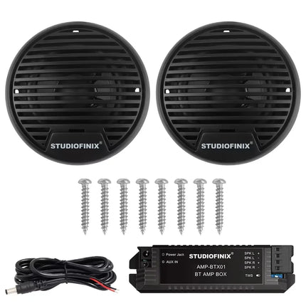 STUDIOFINIX 3'' 160W 2PCS Quality Marine Waterproof Speakers Motorcycle Bluetooth Audio Stereo System For ATV UTV Outdoor Boat