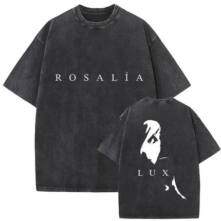 Harajuku Vintage Clothing  Vintage Washed Rosalia Lux Tour 2025 T Shirt Harajuku Aesthetic Oversized T-shirts Unisex