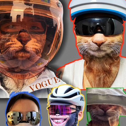 3D Animal Cat Design Summer Full Face Neck Protector Sun Shield Breathable Quick Dry Polyester Helmet Liner for Outdoor Cycling