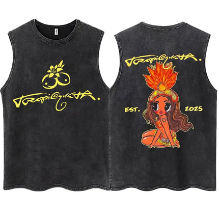 Wash KAROL G 2025 New Album Tropicoqueta Tank Tops Men Women Aesthetic T Shirt Casual Oversized 100% Cotton Sleeveless T Shirts