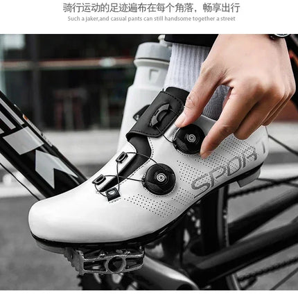 Cycling Shoes Road Bike Men White Breathable SPD Self-Locking Cleat Racing Road Bike Shoes Women Flat MTB Bicycle Sneakers