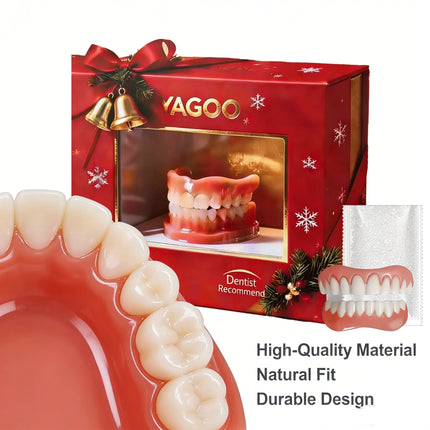 Full Set Silicone Dentures - Natural Upper Lower Fake Teeth, Instant Confident Smile Veneers for Men & Women