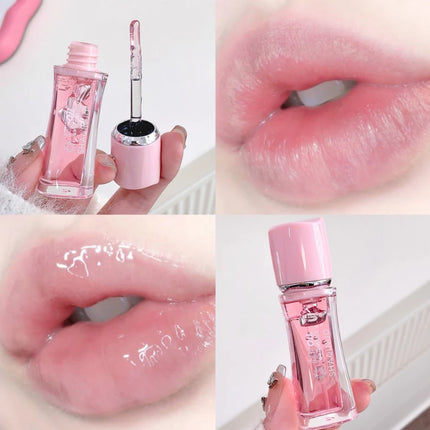 Strawberry Lip Balm & Lip Oil Set Clear Glass Moisturizing Lightweight Hydrating Jelly Day & Night Lip Mask Set Makeup Lips Care
