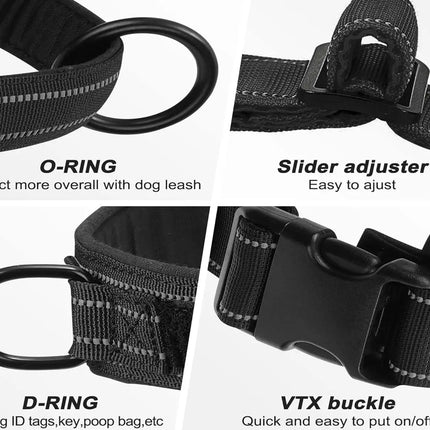 Tactical No-Pull Dog Harness for Large Breed: Heavy-Duty Vest with Reflective Strip, Adjustable & Padded for Control and Pullers