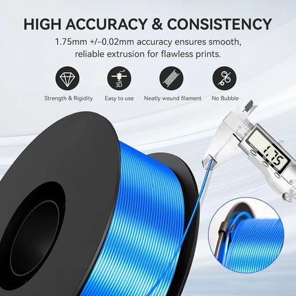 Silk Filament PLA 1.75mm 1kg/500g/250g 3D Printer Filament For Printing Toys Shiny Smooth PLA+ Gold Silver Red Blue High Speed
