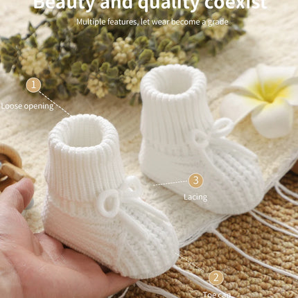 Baby Booties Knitted 0-12m Soft Soled Anti-Slip Newborn Boys Girls First Walkers Shoes Infant Toddler Unisex Sock Boot Kids Crib