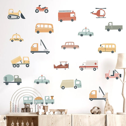 1Pc Cartoon Car Construction Truck Furniture Wall Stickers Kids Room Decor for Baby Bedroom Decoration Living Room Wall Decals
