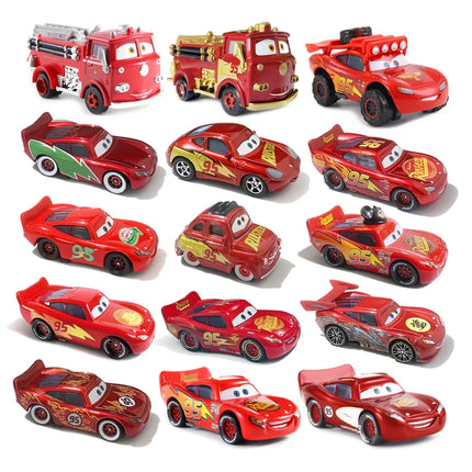Disney Alloy Car Anime Figure Lightning McQueen Fire Fighting Truck Racing Car Kids Toys 1:55 Metal Die Casting Birthday Gifts