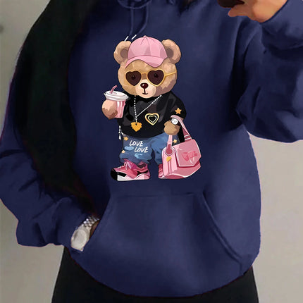 Cool Bear Sister Pattern Creative Design Women Clothes Creativity Fleece Hoodie Harajuku Pocket Pullovers Funny Autumn Hoody
