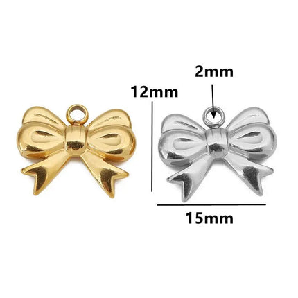 5pcs Stainless Steel Bow Knot Charms Waterproof Pvd Plated Gold Bow Pendants for DIY Earrings Bracelets Necklace Jewelry Making