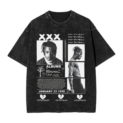 Hot Remembering XXXTentacion Graphic Print T-shirt Men Women Vintage Washed Cotton Summer New Tee Harajuku Fashion Oversized Top