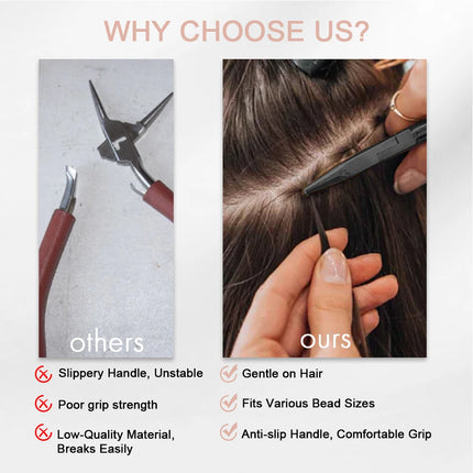 GlamorDove Anti-Slip Hair Extension Pliers - Stainless Steel Tool for Micro & Nano Rings, Keratin Bond Opening & Removal