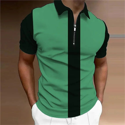 Men's Tops Polo Golf Men's King Print T Shirt High Quality Turndown Short Sleeve Zipper Pullover Original Golf Wear Men Clothing