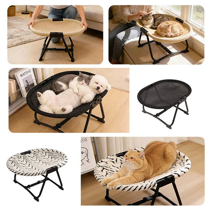 Foldable Pet Cot for Cats and Small Dogs, Elevated Dog Bed with Breathable Mesh, Portable Cat Hammock, Removable Washable Cover