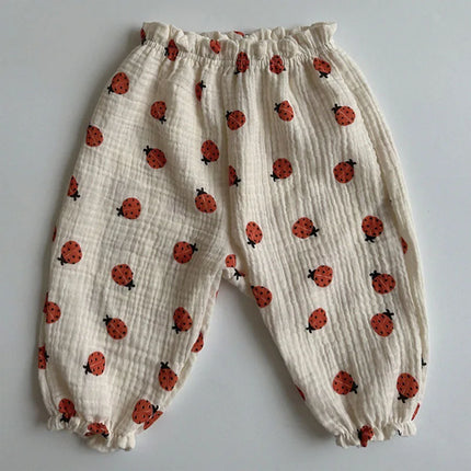 Summer New Baby Pants Korean Kids Spring Organic Cotton Loose Tiger Bear Floral Print Pants Boys And Girls Lantern Trousers