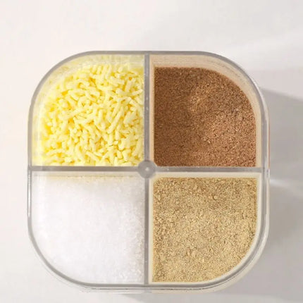 4-In-1 Transparent Spice Dispenser Jar with Lids 4 Compartment Seasoning Container Outdoor Cooking Restaurant Kitchen Containers