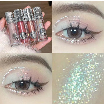 Liquid Eyeshadow Pearlescent Shimmer Long Lasting Monochrome Pearly Fine Sparkling Sequins Eye Shadow Highlighter Quick Drying