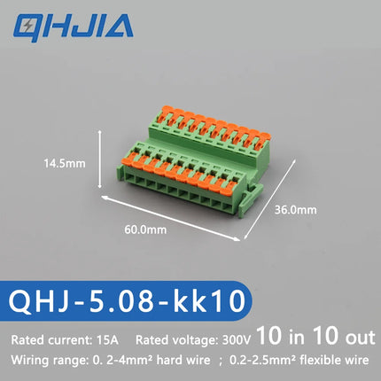 5.08 Threaded Terminal - Welding Free Docking  Handle Spring Plug Quick Connect Suitable for LED Terminal Blocks